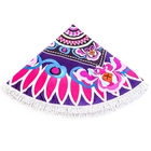 Round Microfiber Beach Towel With Fringe Ultra Soft Super Water Absorbent