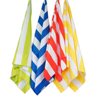 Microfiber Cabana Stripe Towels With Covered Edge For Beach Sand Free