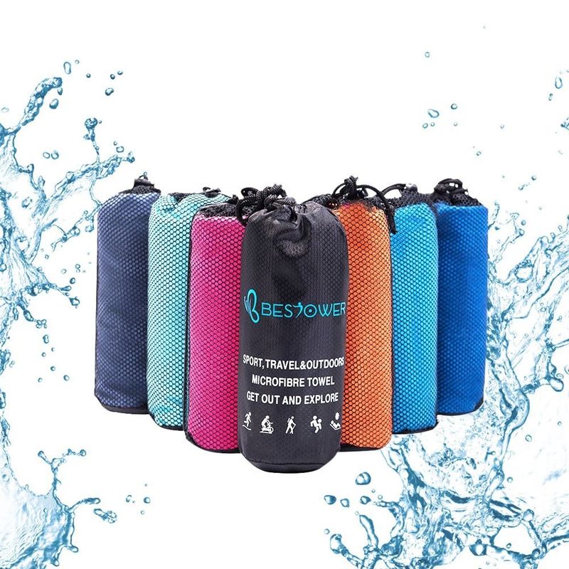 Portable Microfiber Travel Towel With Hanging Loop 88 Polyester 12