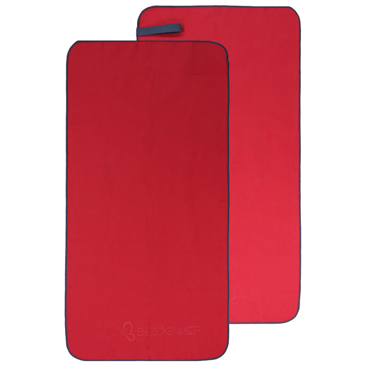 Solid Color Kind Of Fabric Red Recycled Microfiber Towel With Screen Printing Logo