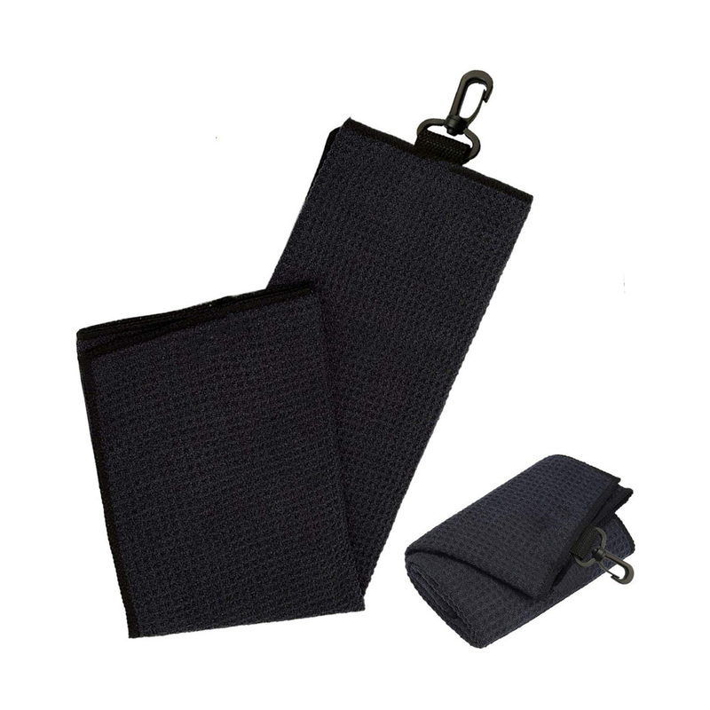 Portable Cleaning Plain Waffle Weave Golf Towel With Grommet And Hook
