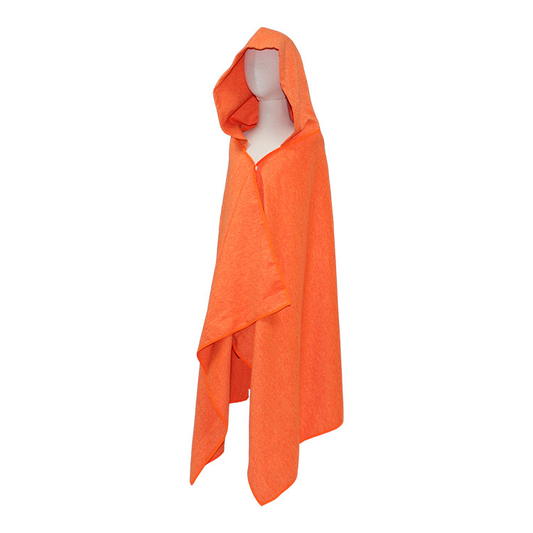 Orange Color Microfibre Hooded Towel , Soft Kids Hooded Poncho Towel
