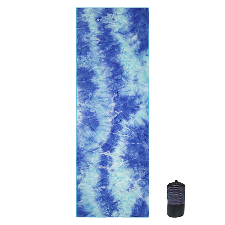 Blue Washable Tie Dyed 61x183cm Non Slip Microfiber Yoga Towel