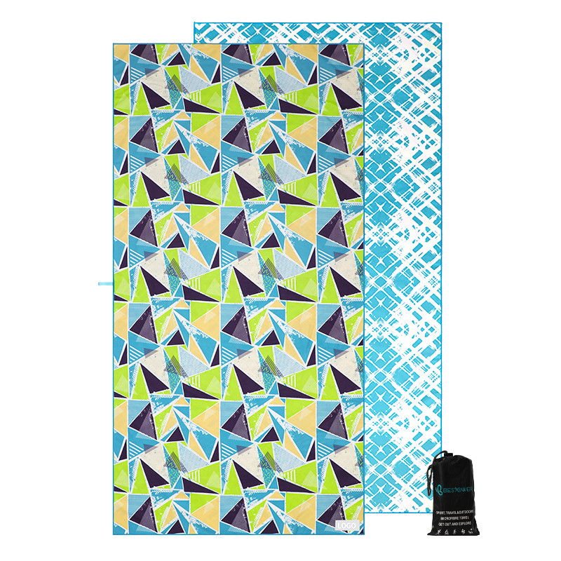 200gsm 80x160cm Microfiber Recycled Beach Towel With Mesh Bag