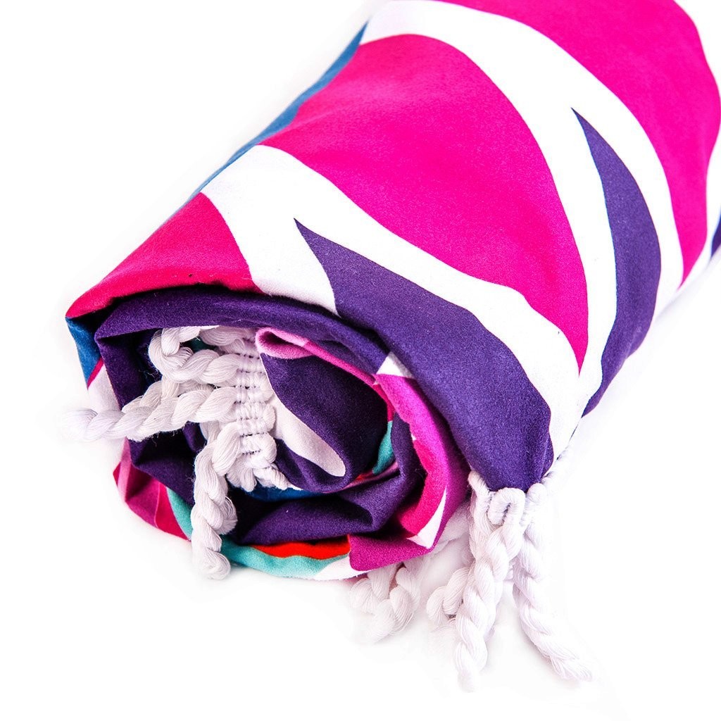 Round Microfiber Beach Towel With Fringe Ultra Soft Super Water Absorbent