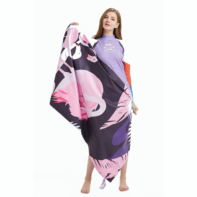 Double Sided Printed Suede Microfiber Towel , Lightweight Beach Towel