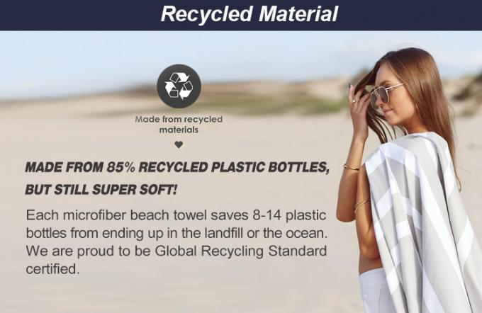 Rpet Recycled Large Printed Microfibre Suede Sand Free Quick Dry Microfiber Custom Beach Towel 0
