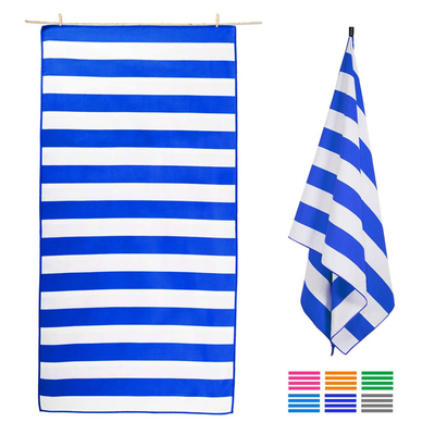 Recycled Blue And White Striped Resort Beach Towels Quick Dry