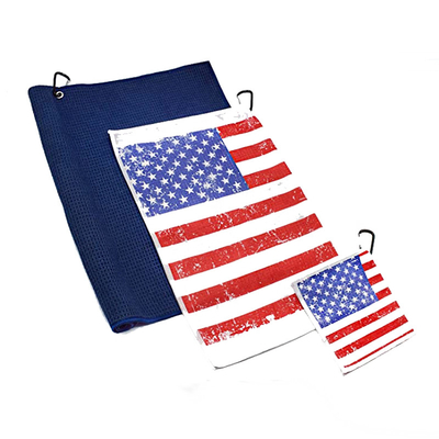 Microfiber Waffle Golf Towels With Clip Custom Printed Embroidery Sublimation Logo