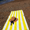 Eco Friendly Sandless Microfibre Yellow Striped Beach Towel With Logo