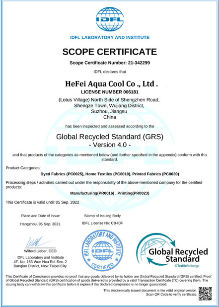 China Hefei Aqua Cool Co., Ltd. Certification